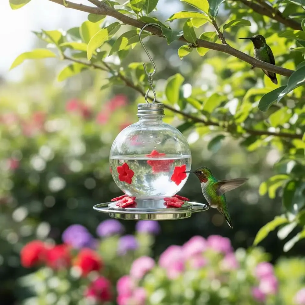 Three Hole Hummingbird Feeder Transparent Flower Shape Bird Hanging Water Feeder Rainproof Heart Shape Birds Water Dispenser