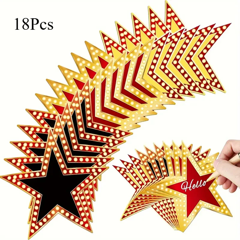 18Pc Hollywood Cinema Festival Theme Postcard Greeting Card Star Gift Invitations Card for Movie Night Birthday Party Decoration