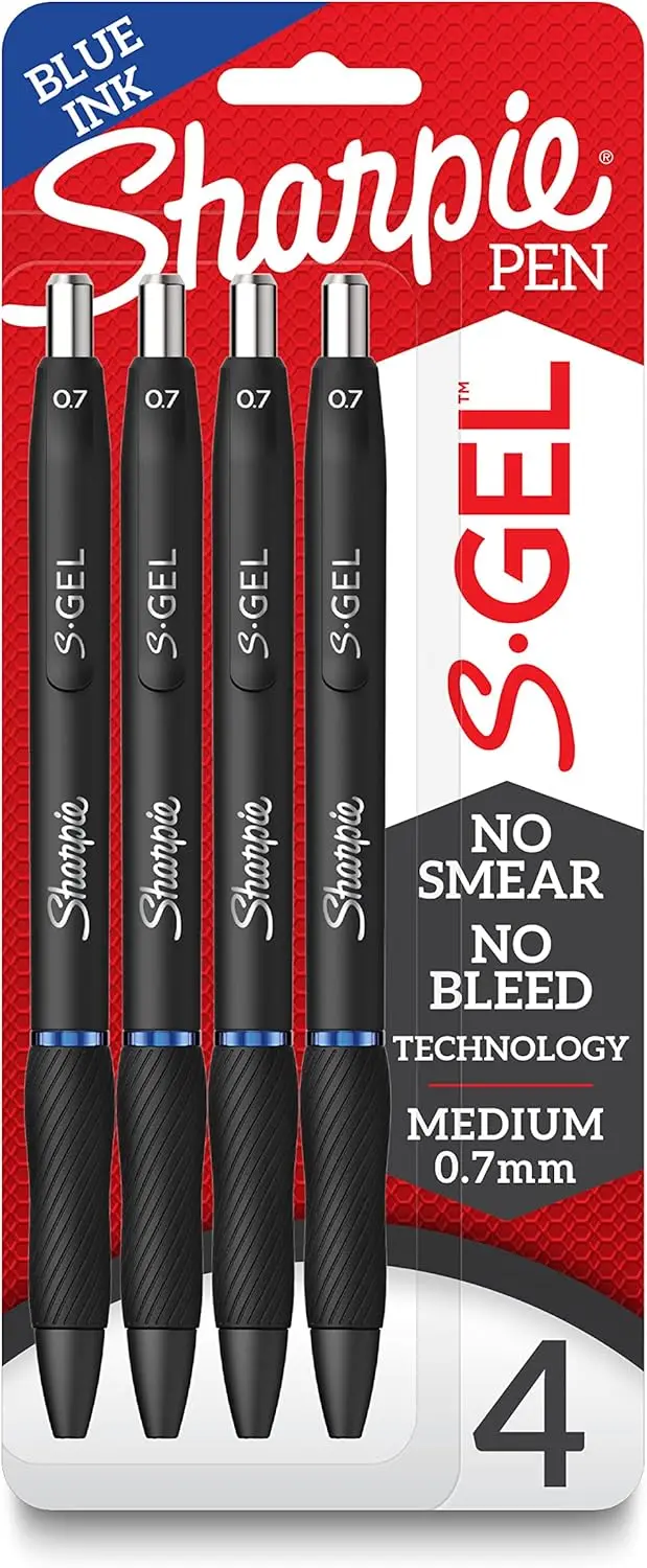 

Gel Pens Medium Point 0.7mm Blue Ink 4 Count No Smear