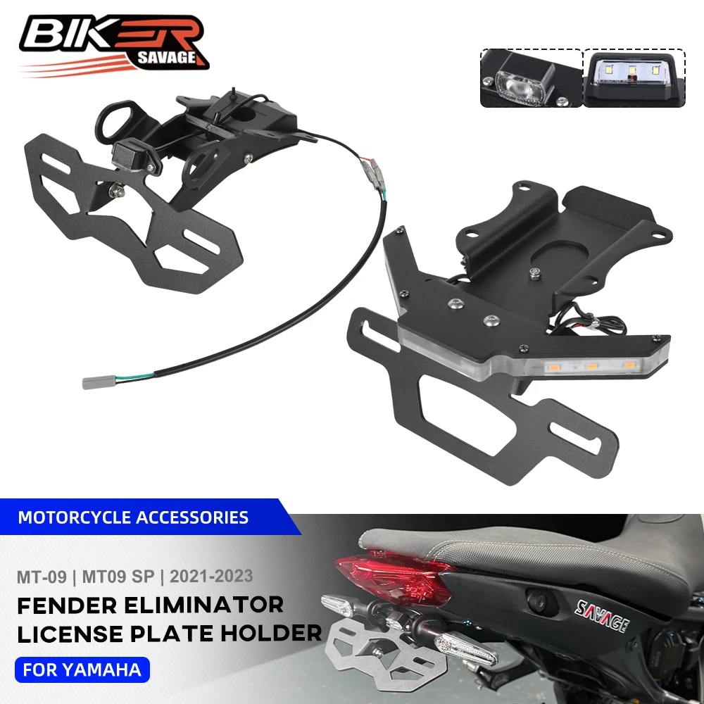

Держатель номерного знака для Yamaha MT09 MT-09 SP 2023, регулируемый хвостовой кронштейн для мотоцикла, светодиодный указатель поворота, фиксатор крыльев