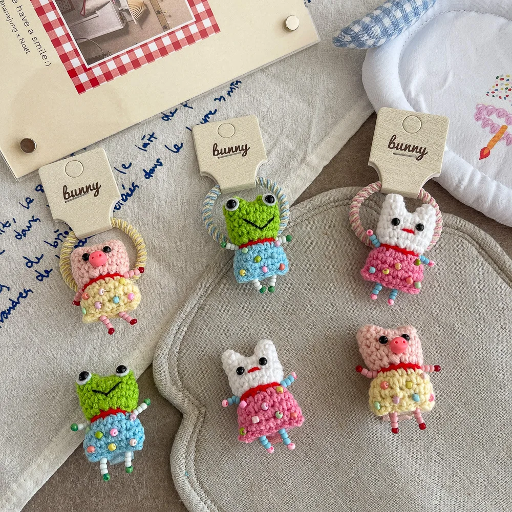 

Детские аксессуары для волос ручной работы: вязаные крючком заколки-лягушки и свинки, мультяшные повязки и резинки для волос для девочек