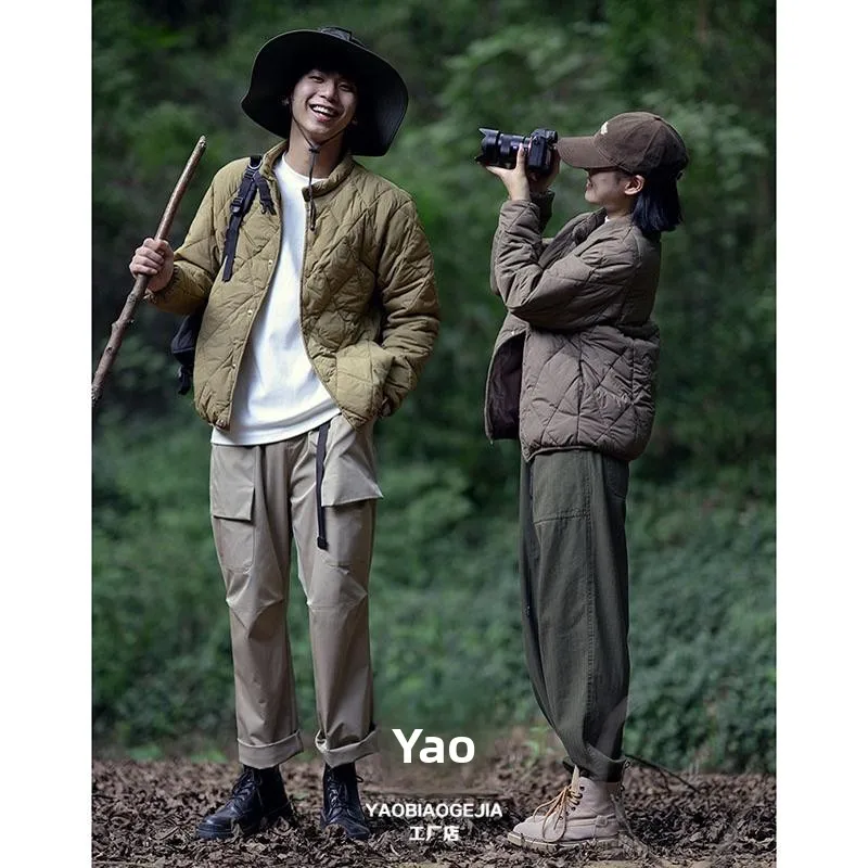 

Теплая хлопковая куртка с воротником-стойкой, легкая, для активного отдыха, в американском ретро-стиле, мужская, осенне-зимняя, хлопковая одежда