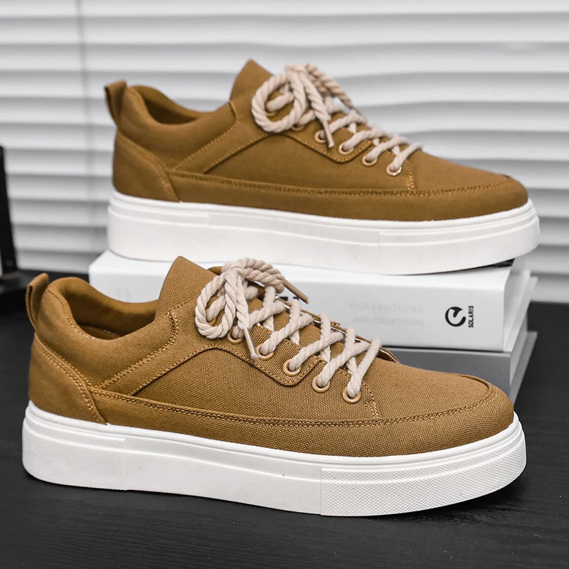 

Дышащая парусиновая обувь, новинка 2025 года, повседневная молодежная трендовая модная универсальная обувь для доски, повседневная спортивная мужская обувь с низким вырезом