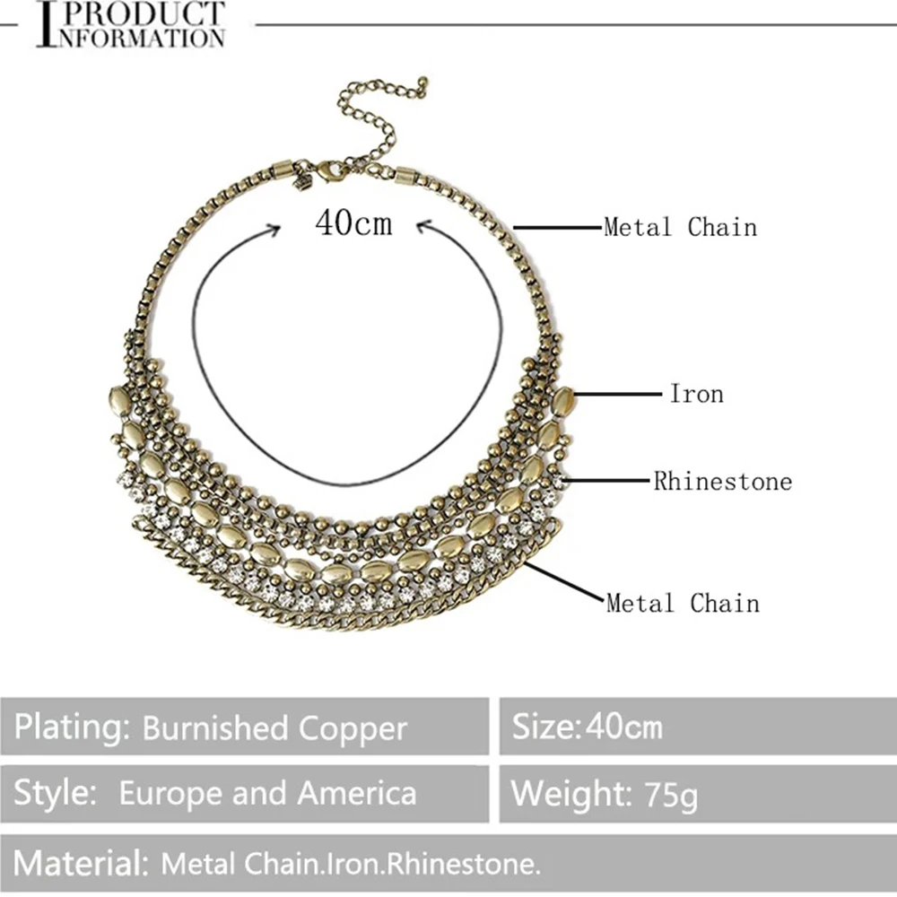 Classic Vintage Fashion Appeal Women Chunky Large Statement Necklace Trend 2024 Accessories Moroccan Jewelry Coquette