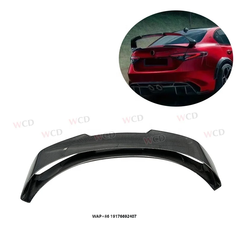 

Real Carbon Fiber Car Rear Bumper Spoiler forAlfa Romeo Giulia Spoiler Sedan 2015 - 2021 Rear Trunk Spoiler Boot Wing GTA Style