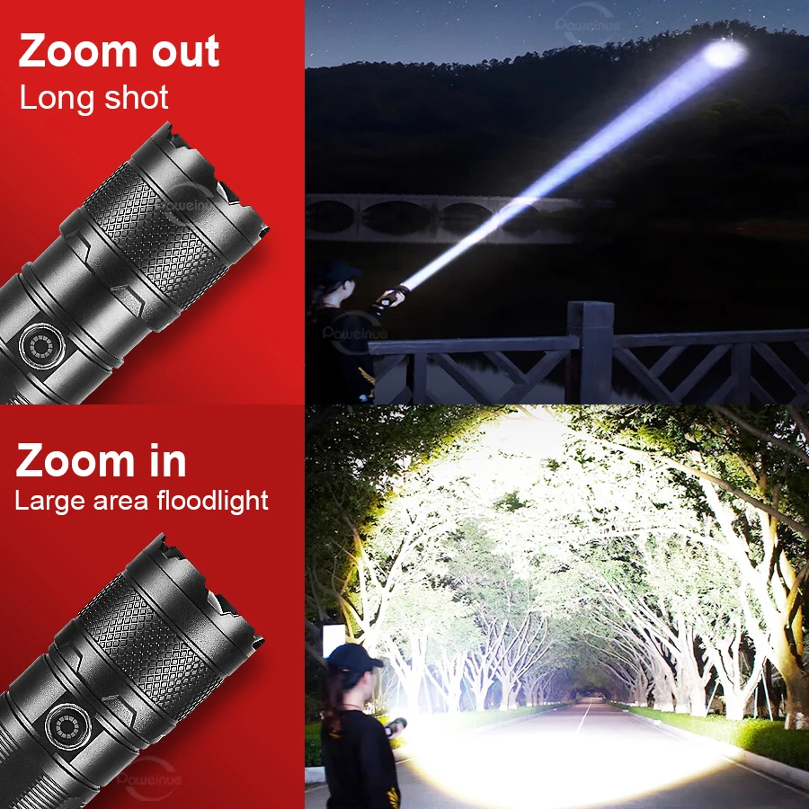 88000LM Rechargeable Flashlight White Laser 2000M Powerful LED Torch With COB Light High Power LED Flashlights Tactical Lantern