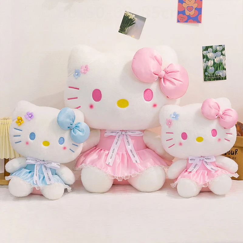 Sanrio Peluche Hello Kitty Bambola Grande Peluche per Bambini Compleanno Regalo di Natale Simpatico Kawaii Kitty Cat Peluche per Ragazze Bambola