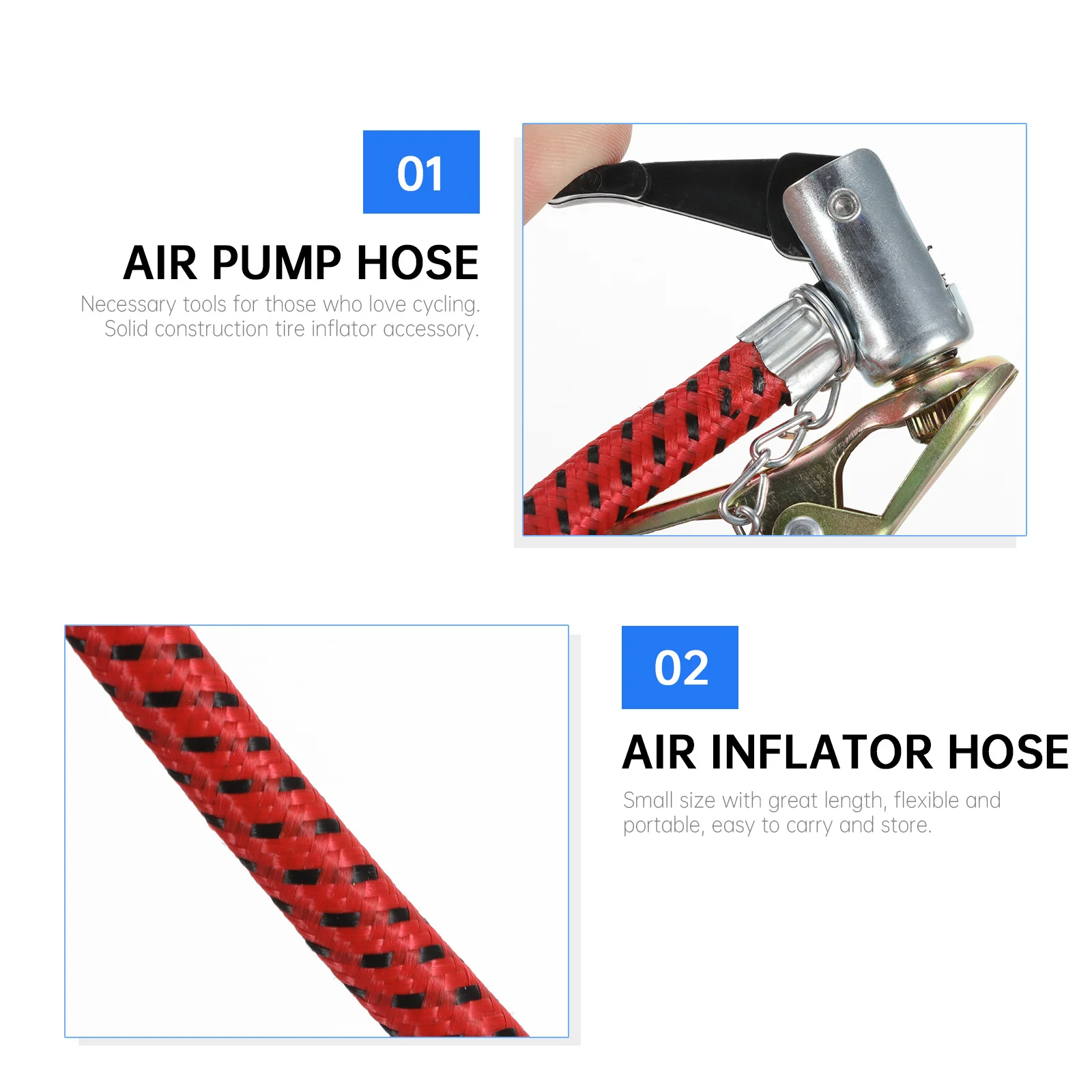 

2Pcs Bike Pump Hose Professional Air Inflator Hose Universal Fit for Cycles Tires Basketball Football Easy Carry Store