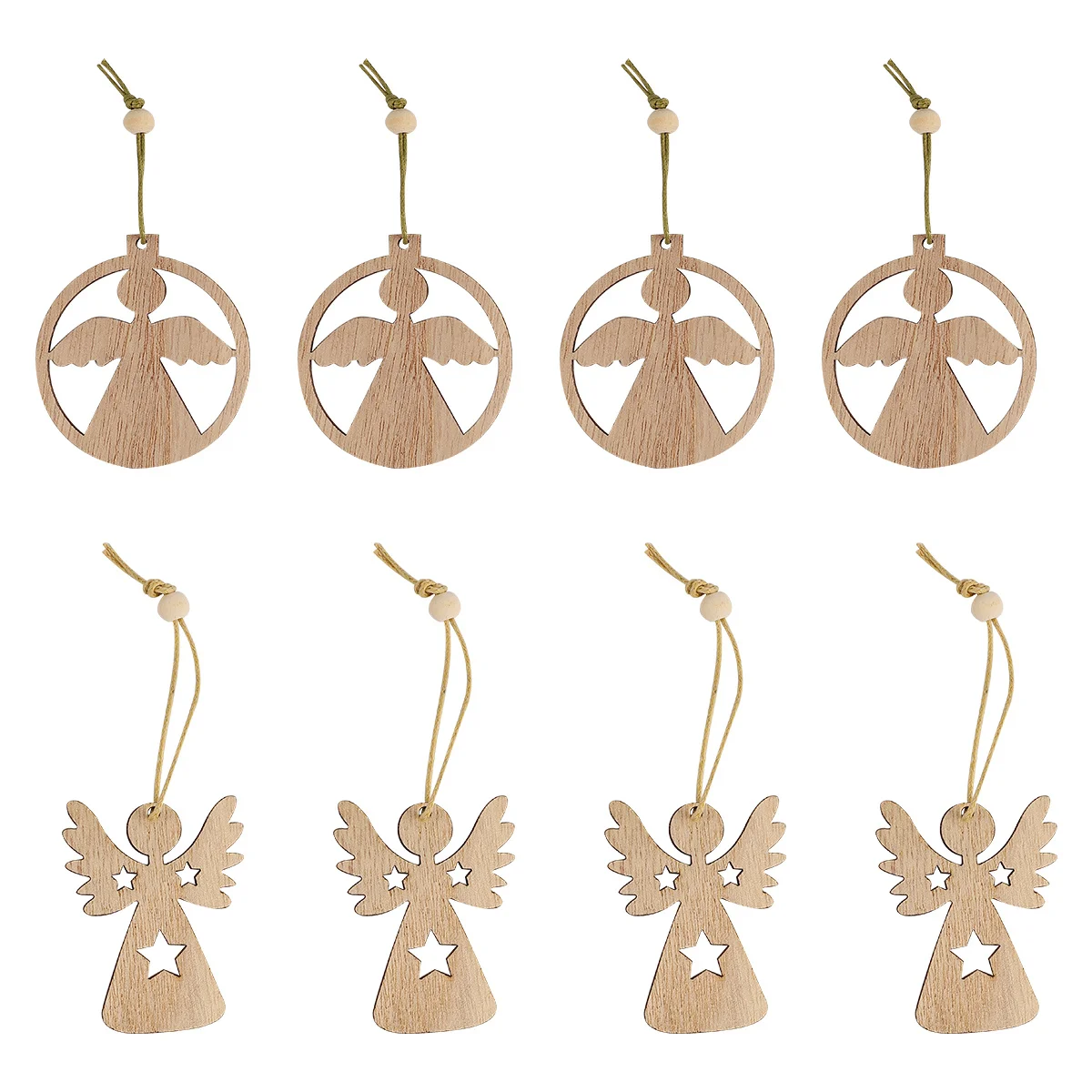

12Pcs Wooden Angel Pendant Hanging Ornaments Christmas Tree Decoration Party Gift Home Decor Angel Shaped Wooden Pendant