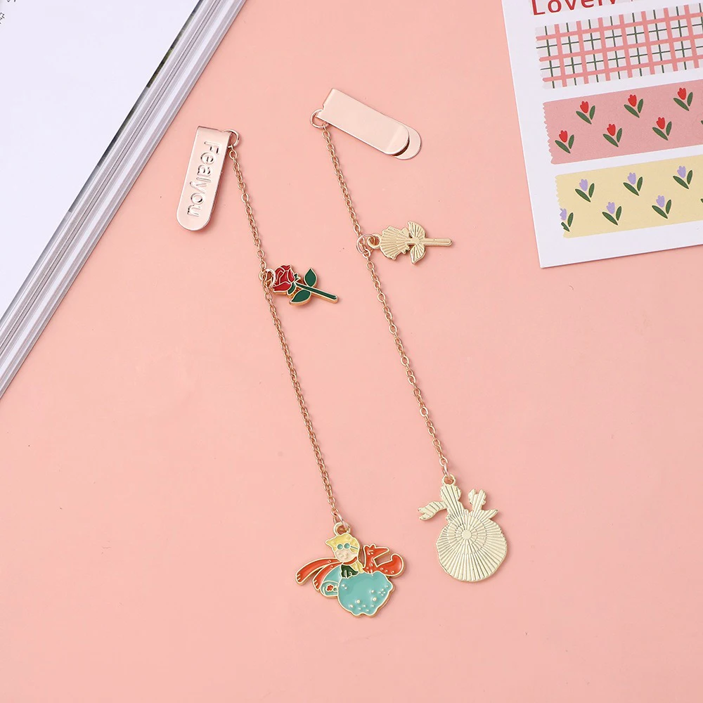 1/4PCS Cute Cartoon Metal Bookmark Little Prince Pendant Backpack Pendant Suitable for Bookmarks Book Clip Backpack Accessories