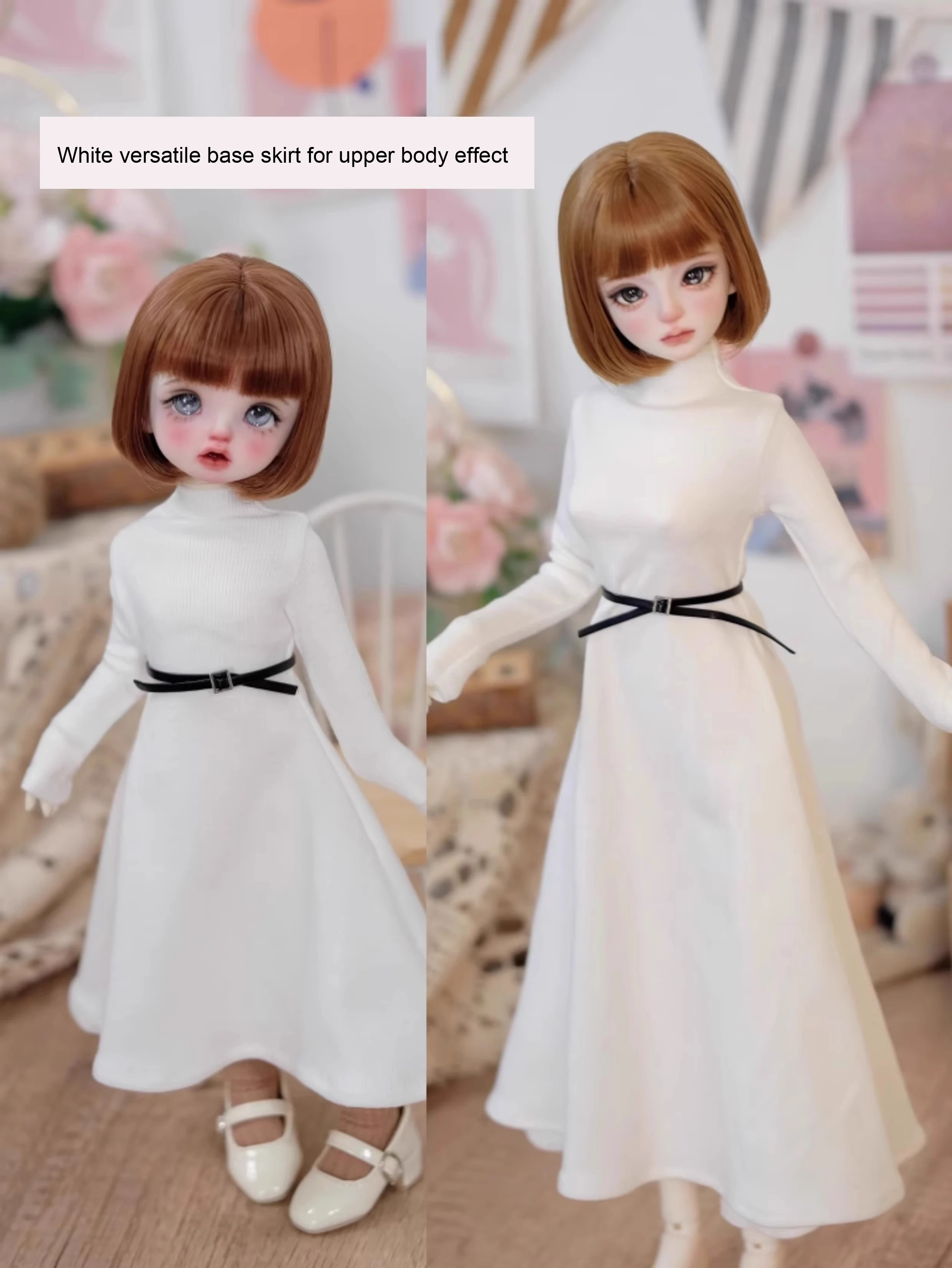 D09-P166 children handmade toy  1/3 1/6 1/4 MDD MSD BJD Doll clothes white color Versatile base skirt 1pcs