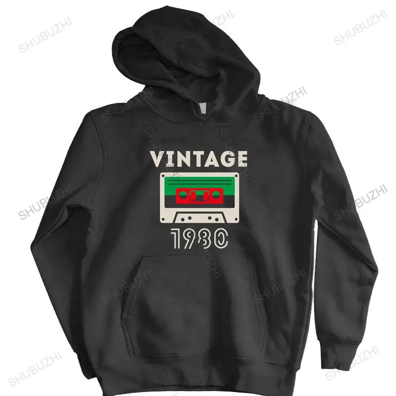 

homme cotton hoodies zipper Vintage Cassette Tape 1980 Funny sweatshirt Fashion Print Gothic men shubuzhi brand winter hoody