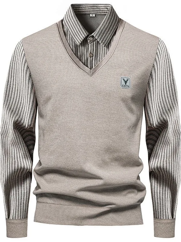 

Мужской свитер из двух частей из искусственной вязки с воротником Fce And Thiened irt, теплая внутренняя одежда, базовый слой, повседневная зимняя одежда...