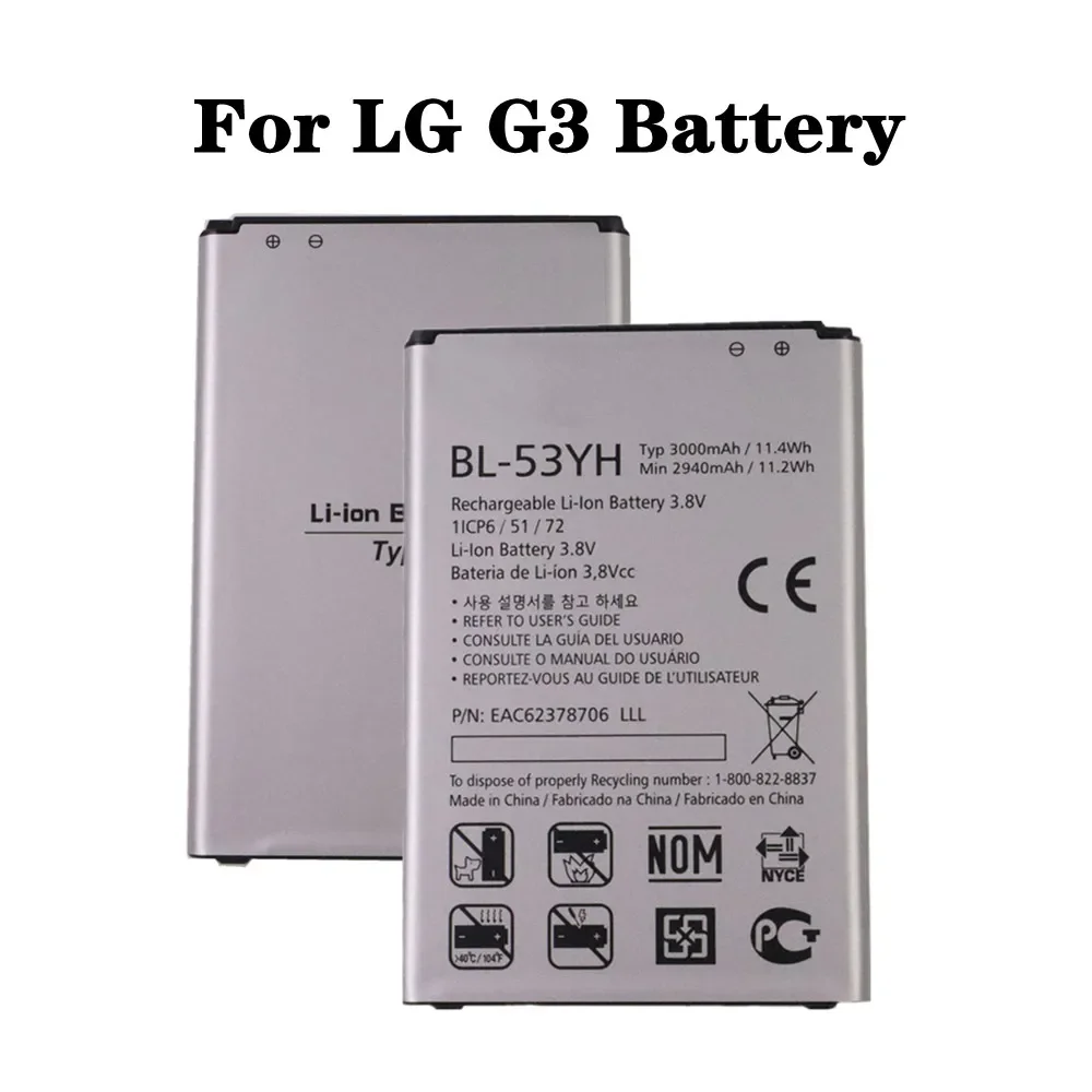 BL-53YH Battery BL53YH For LG G3 VS985 D859 D858 D857 D855 D851 D850 D830 F470 F460 F400 F400L 3000mAh Phone Batteries