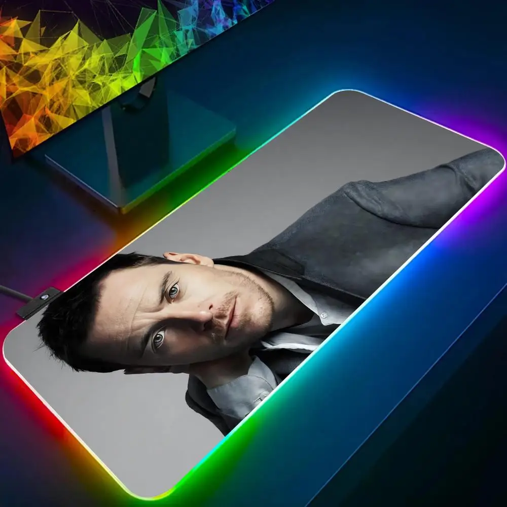 Actor For M-Michael F-Fassbender Mouse Pad RGB Glow Personality Picture Custom PC Table Mat Carpet Mat Game Player Dedicated LED