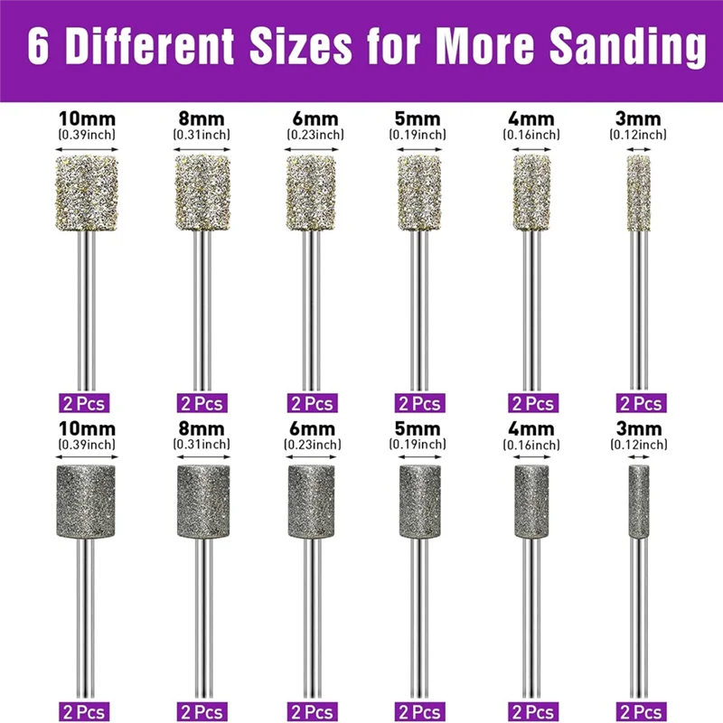 

PZHI-Stone Carving Set Diamond Grinding Bit Compatible With For Dremel, 50Grit 24PCS Polishing Kit Diamond Bits