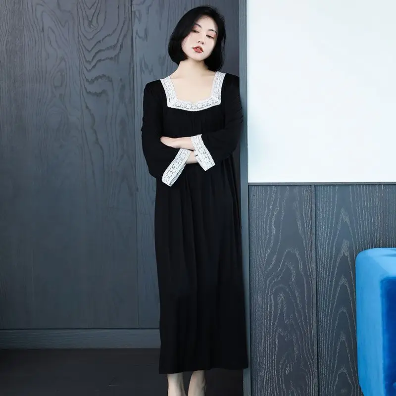 

Spring Autumn Long Sleeve Night Dress Loose New Thin Lace Pajama Home Clothes Ensemble Pyjama Femme Pajamas Ladies Loungewear