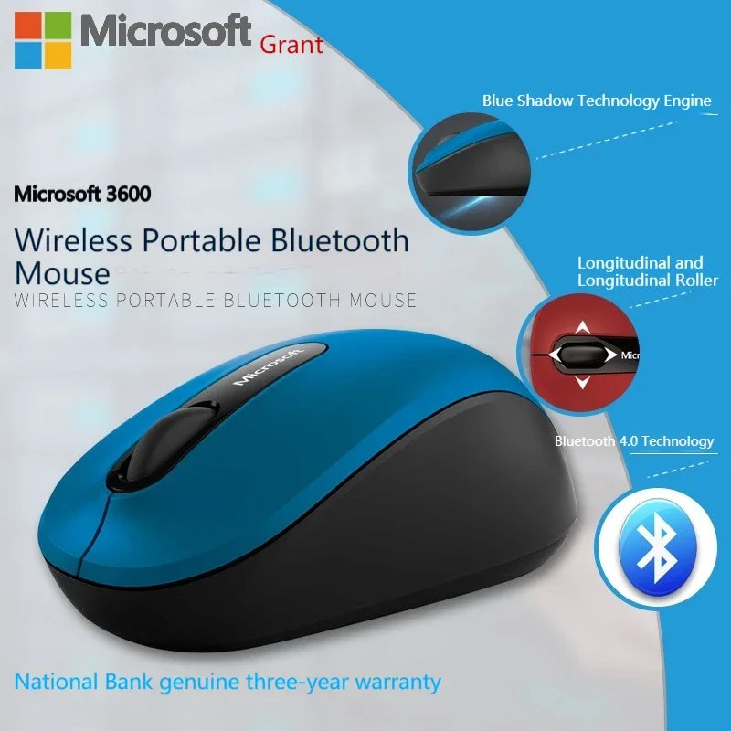 Imagem -05 - Microsoft-mouse sem Fio 3600 Bluetooth Portátil Leve para Tablet Notebook Escritório pc Acessórios de Jogos