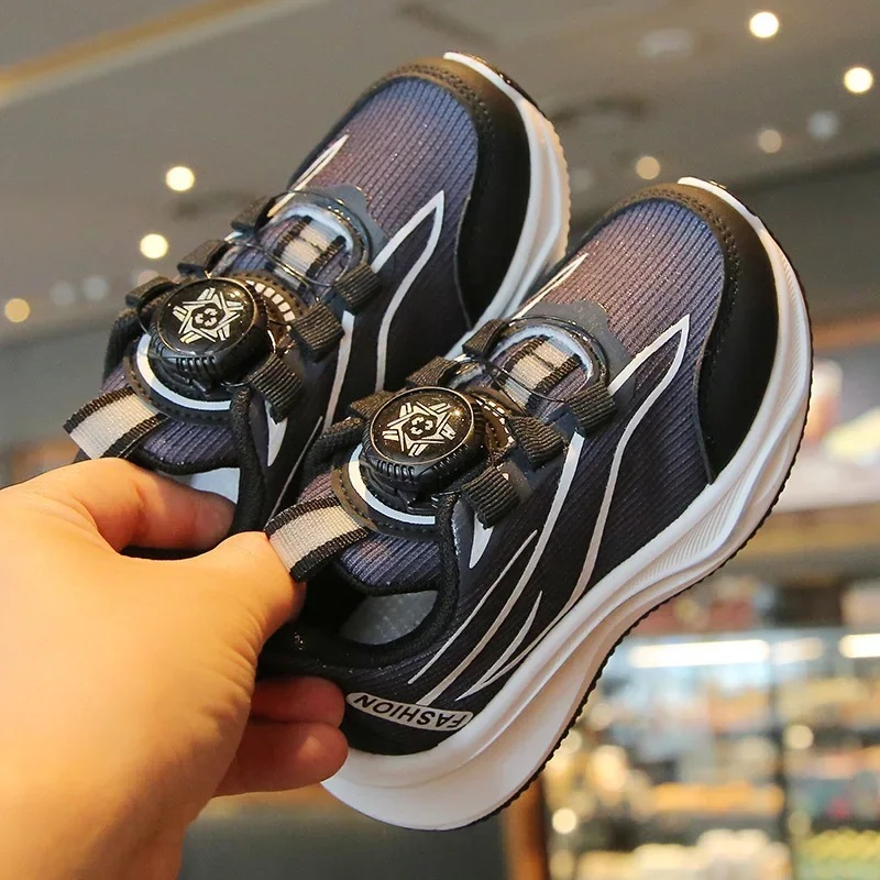 New Kids Twist Buckle Sneakers Boy Lightweight Casual Versatile Shoes Student Outdoor Non-Slip Running Shoes Children Breathable