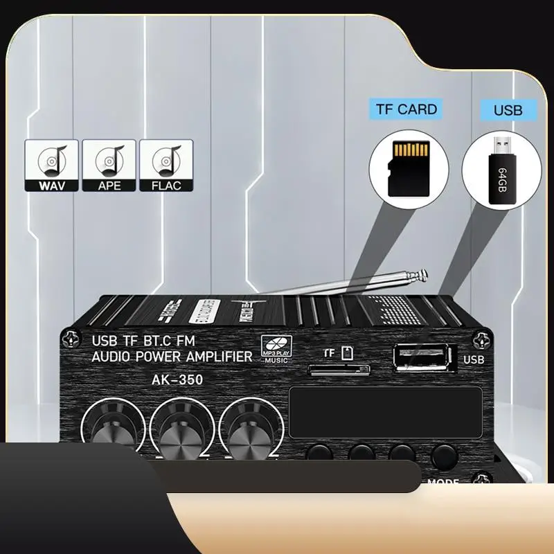 

New AK-350 Class-AB Home Power Audio Amplifier Sound Bluetooth Digital Amplifier Car 2 Channel Hifi Stereo AMP-T44C