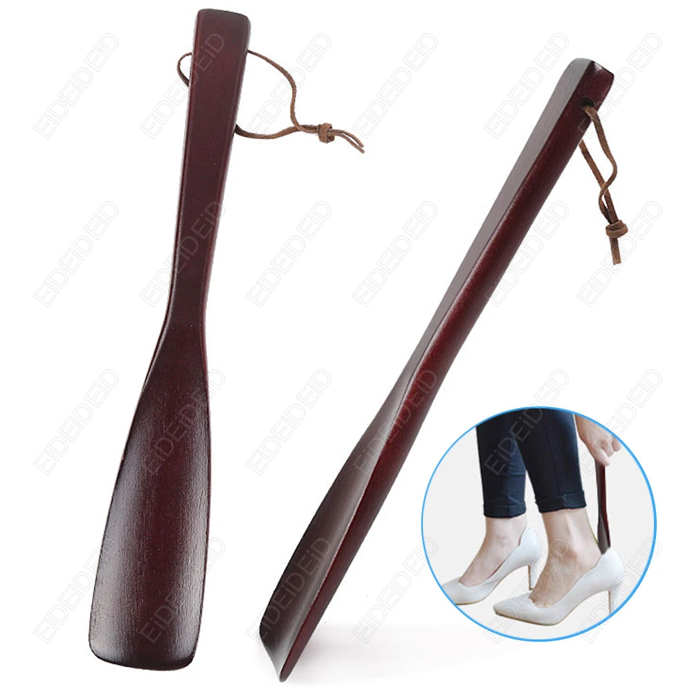 Professional Wooden Shoe Horn Flexible Long Handle Durable Shoe Lifter Shoe Spoon Home Tool for Seniors EID