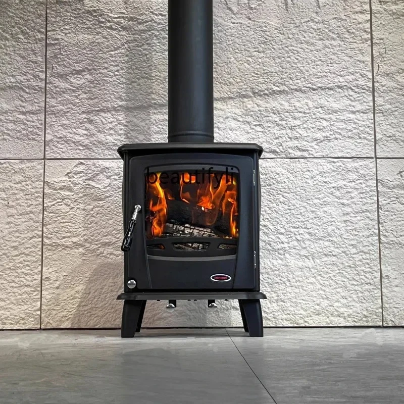 

European cast iron real fire fireplace heating furnace fire bed and breakfast vertical cast iron small fireplace series