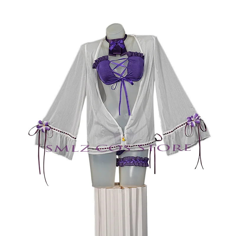 Disfraz de Cosplay de Anime Azur Lane HMS Cheshire para Mujer, Bikini Sexy, Traje de Baño Cheshire con Capa, Conjunto para Fiesta de Halloween
