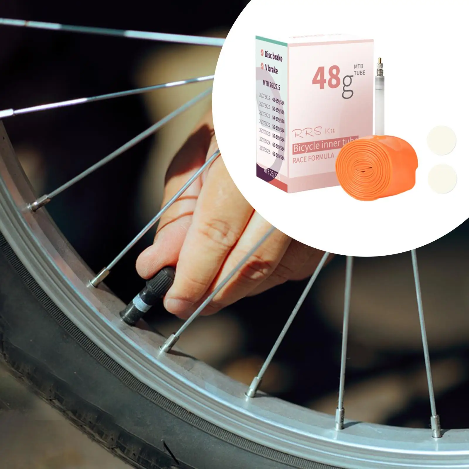 Fietsbinnenband met klep, anti-lekreparatie, lichtgewicht, schokbestendig, fietsreserveband met bandpatches vervangt voor rijden