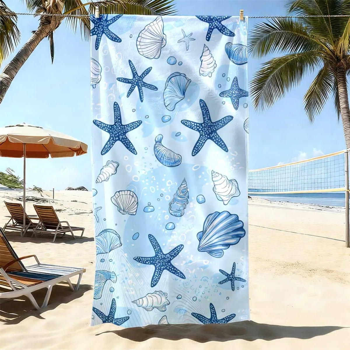 1PC Ocean Beach Towel , Suitable for swimming pools, camping, yoga, essential accessories for travel.