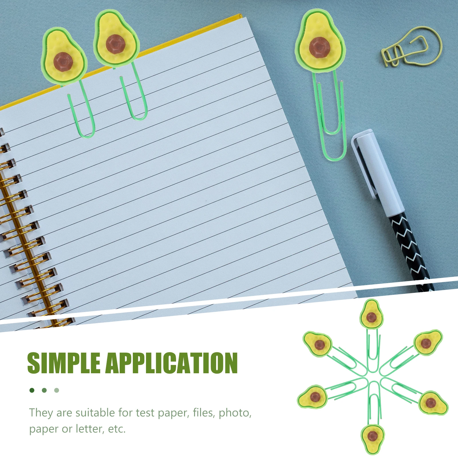 

6pcs Avocado Bookmarks Fruit-Shaped Clips Cute Office Supplies Colorful Paper Holders