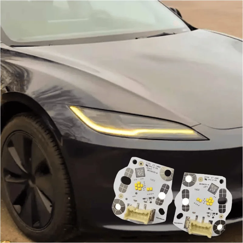 Lemon Yellow Angel Eyes DRL Board Daytime Running Light Source For Newest 2024 Tesla Model 3 Daylight Car Light Accessories