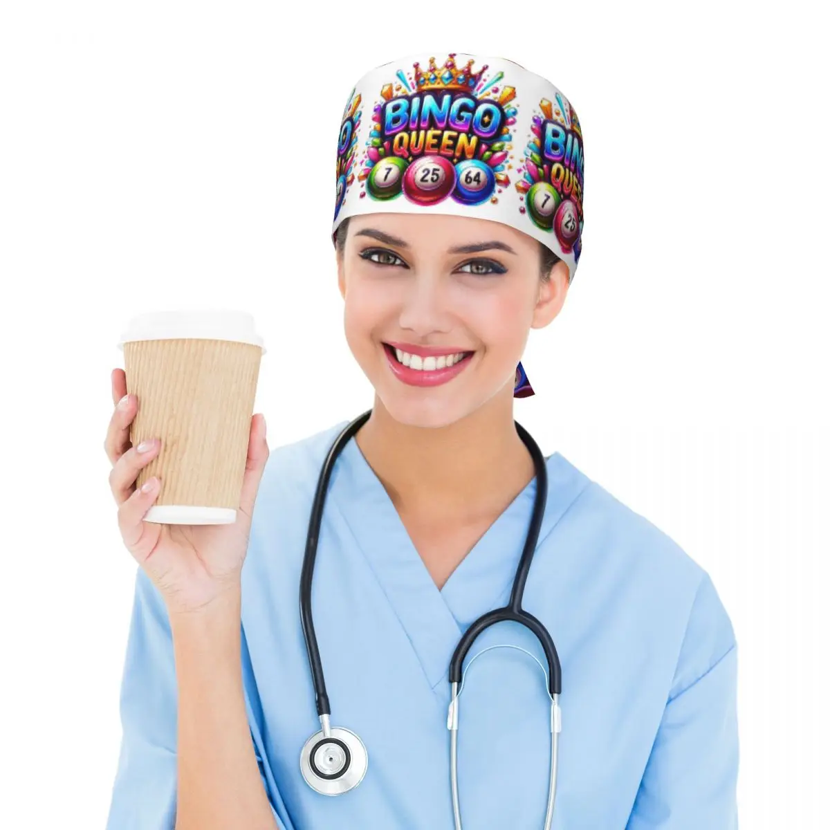 Bingo Queen Best Player Of Vacation Bingo Scrub Hat Doctor Working Surgical Cap Unisex Adjustable Nursing Caps for Dentist - view 4