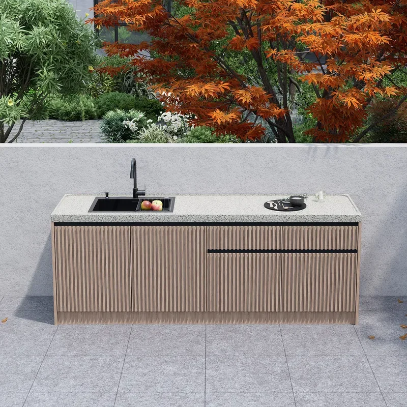 Outdoor Villa Courtyard Marble Sink Stone Kitchen Cooking Table Basin with Locker for Garden Patio Washing Station