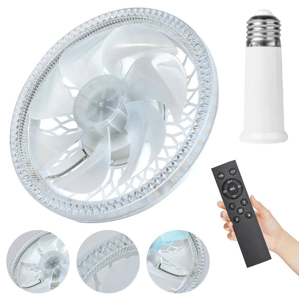

Ceiling Fans Light Remote Control 3 Color Temperature Socket Fan Light 4 Speeds Flush Mount Ceiling Fan Light E27 Converter Base