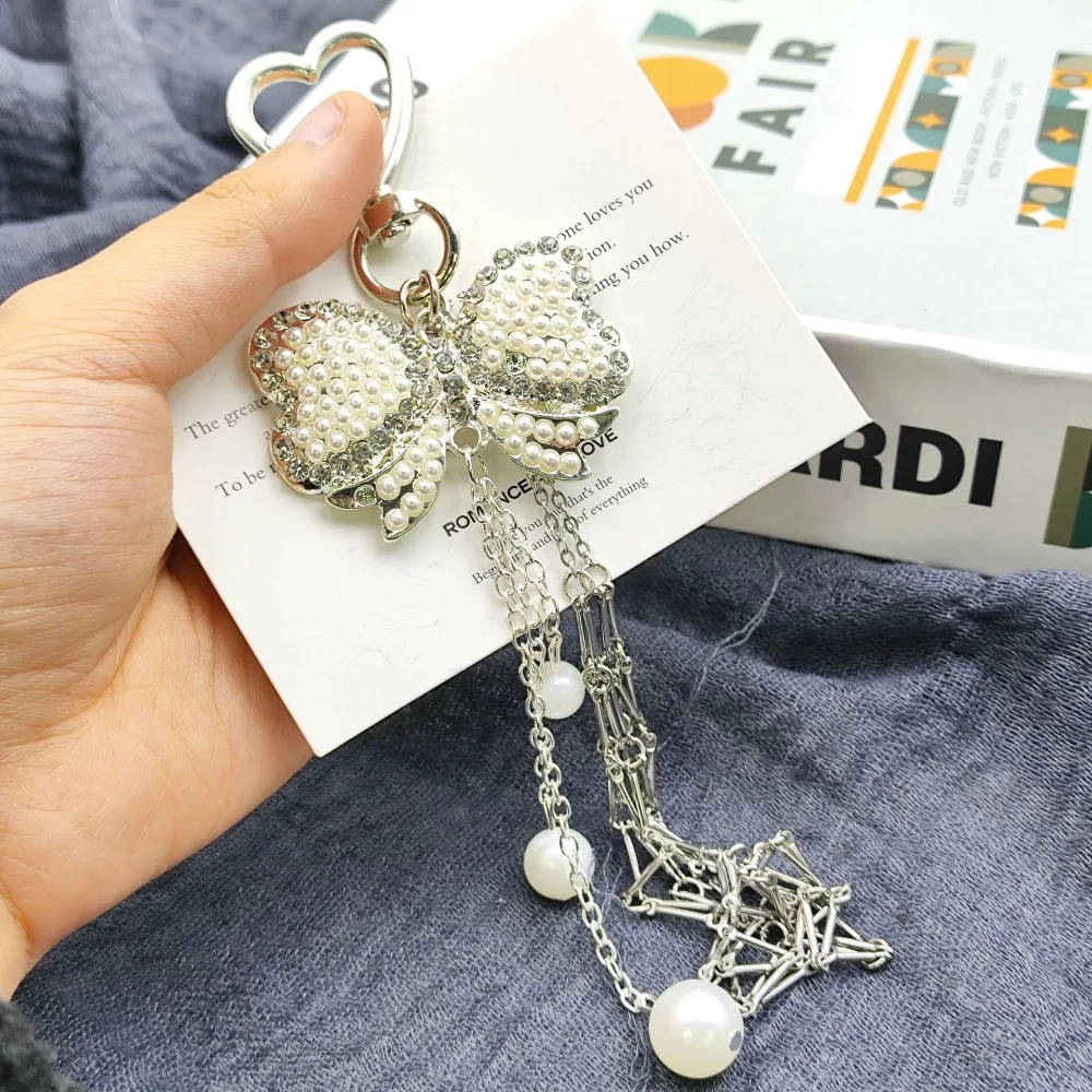

Pendant Stainless Portable Lipstick Storage Pocket Multi-function Sample Keychain Foundation Hand Woven Mesh Bag Butterfly