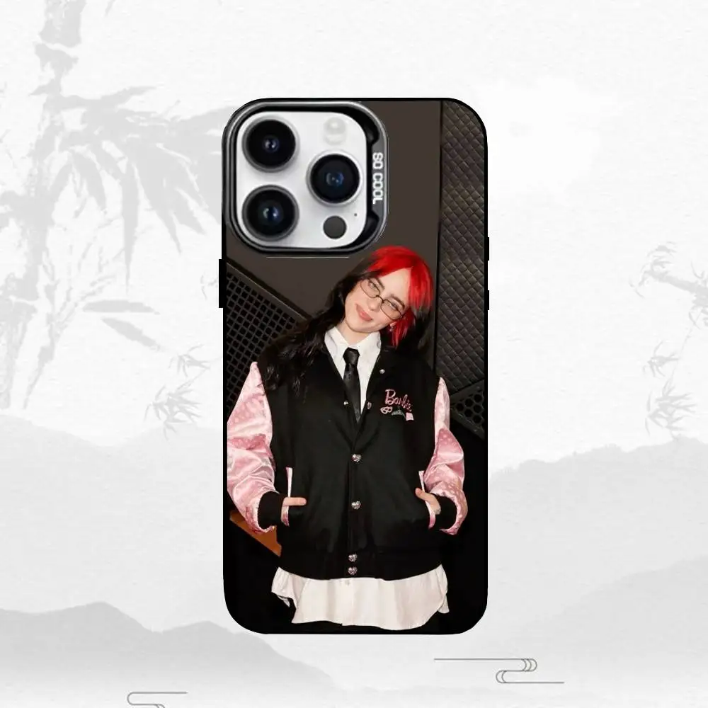 S-Snger B-Billie Eilish Phone Case For iPhone17,16,15,14,13,12,11 Plus,Pro Max Black Border Silver  Plated Cover