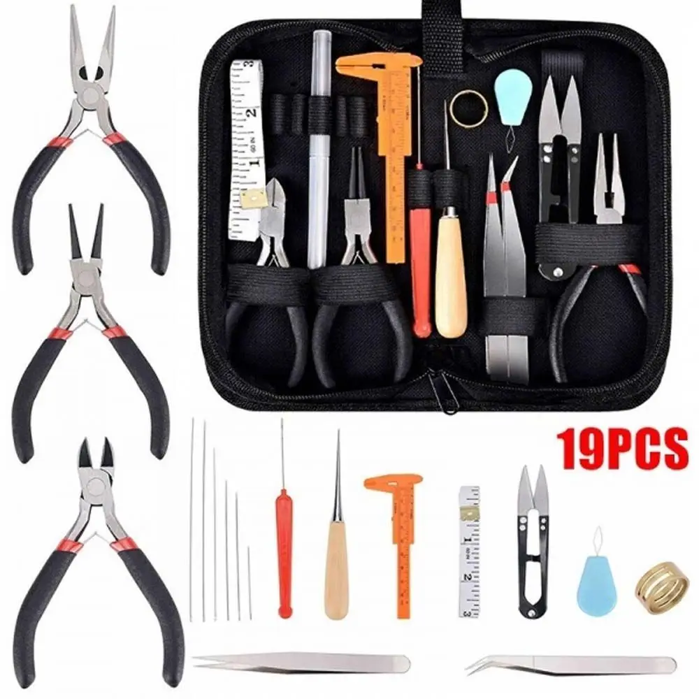 Useful 19Pcs Accessories DIY Craft Casting Jewelry Findings Jewelry Repair Tools Set Pliers Supplies Jewelry Making Kit