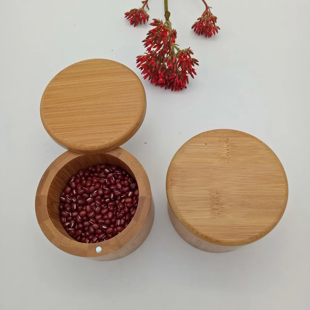 

Bamboo Seasoning Box Premium Eco-Friendly Kitchen Spice Jar Salt Pepper Sugar Container Lid Magnetic Closure
