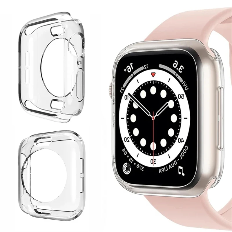 Case For Apple Watch 45mm 41mm 44mm 40mm 42mm 38mm Soft TPU Bumper Shell Protector Cover IWatch Series 9 8 7 6 SE 5 3 Not Screen