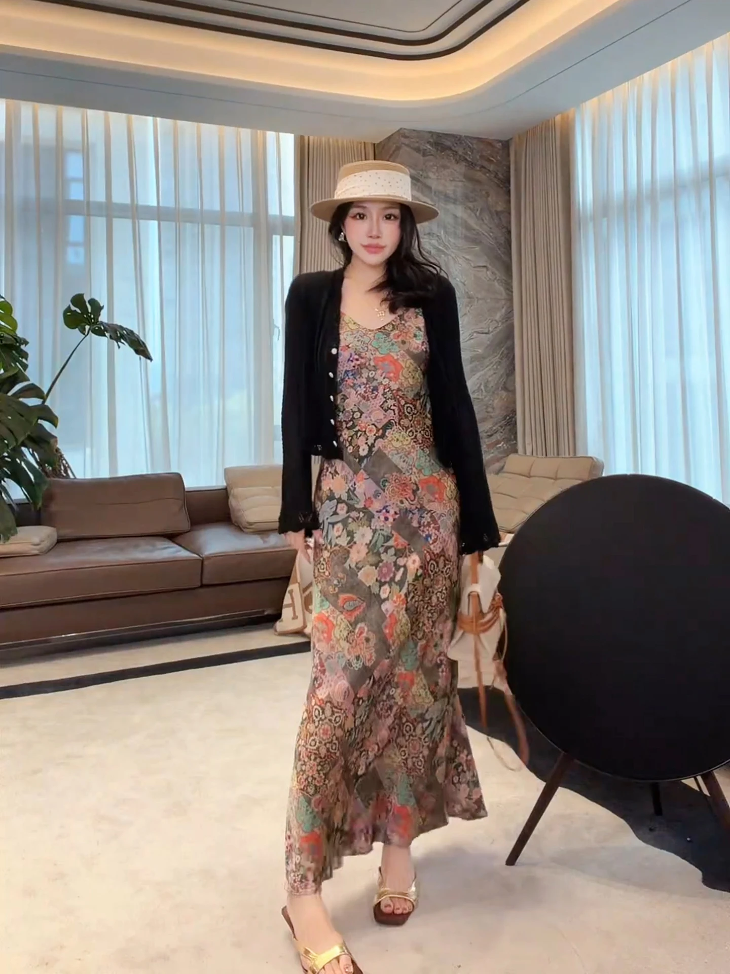 

l Linen Acetate Pure Desire Hollow out Slimming Faion Casual Knitted Open Cardigan Street Sle Women's Sweater