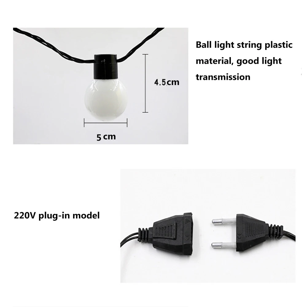 5m 20led globo festão luzes da corda luzes guirlanda conectável à prova dwaterproof água para luzes de fadas ao ar livre ano novo natal decoração