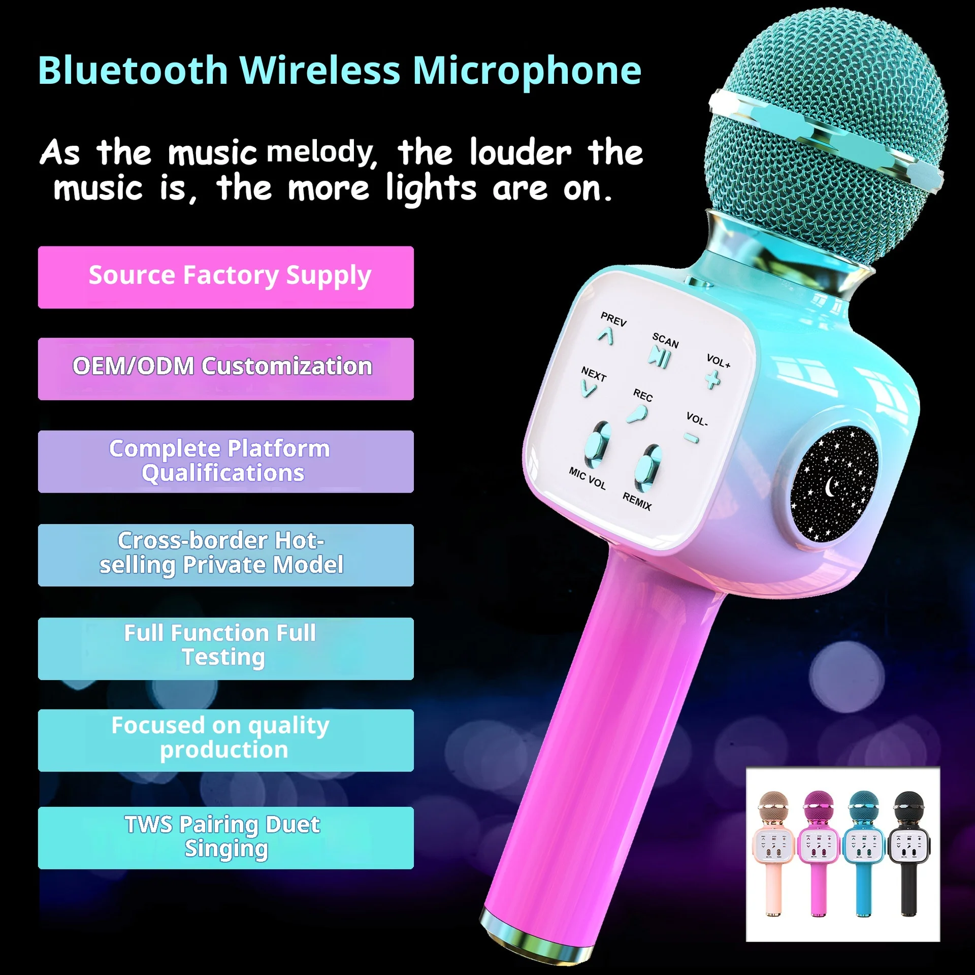 Q8 Wireless Bluetooth Handheld Microphone for Kids Singing Karaoke KTV Audio All-in-one Sound Speaker