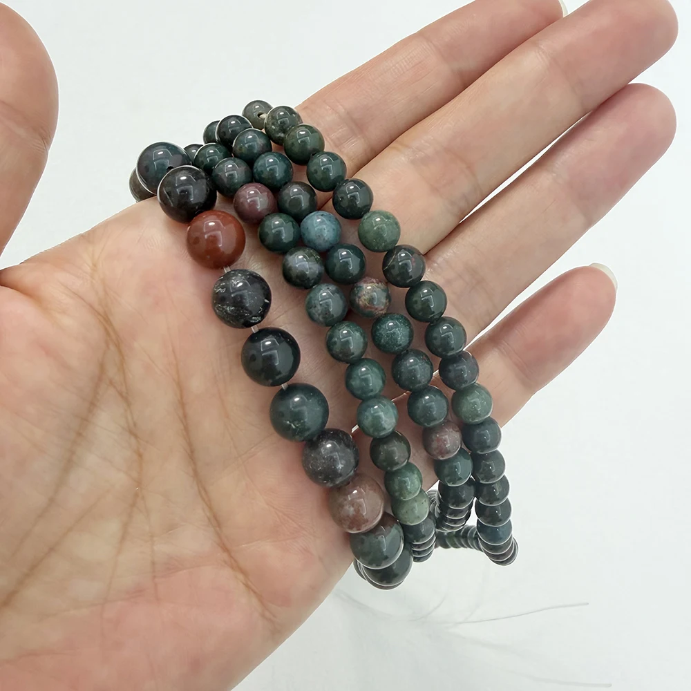 Natural Indian Bloodstone Round Gem Beads 15