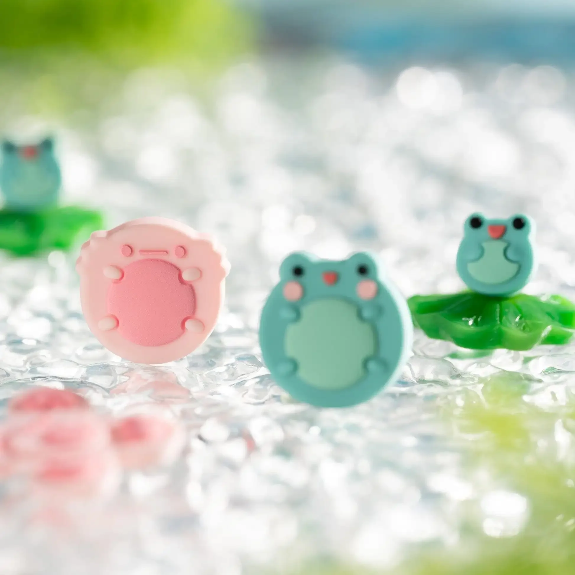 Cute Frog Silicone Soft D-pad Cross Button ABXY Key Sticker Skin Case For Switch Oled NS Joy-con Thumb Stick Grip Cap Cover