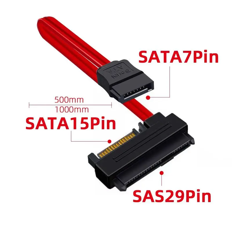 Adapter SATA do płyty głównej SFF-8482, zasilanie 15PIN podłączone do kabla SAS 29Pin do SATA, dysk twardy SAS 22 — zdjęcie produktu 6