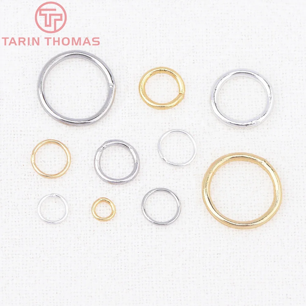 (8881) 50PCS 18K Gold Color Plated Brass Jump Rings Closed Rings Jewelry Finding Earrings Connector Ring Accessories Wholesales