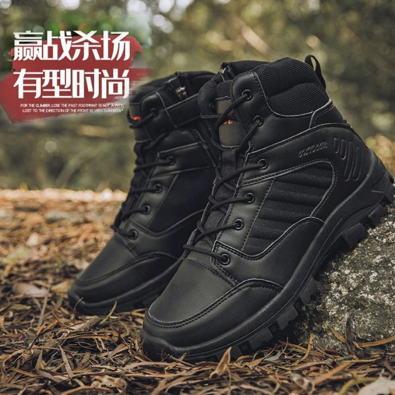 

Outdoor Men Hiking Boots Men Tactical Boots Lightweight Non-Slip Work Shoes Thick Soled Desert Boots for Men Zapatillas Hombre