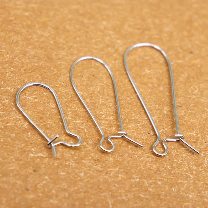 07mm Earring Hook Solid 925 Sterling Silver Ear Wire Hoop DIY Jewelry Making Accessories Supplies Kidney Shaped 1Pair Gold Color