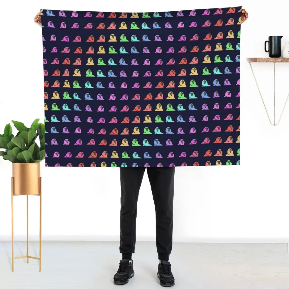 Party Parrot Rainbow Throw Blanket couch cozy soft plush fuzzy picnic outdoor blanket