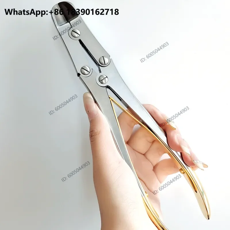 22cm Orthopedic Double Joint Bone Scissors Steel Wire Cutter Gold Handle Kirschner Needle Scissor Cut 3mm